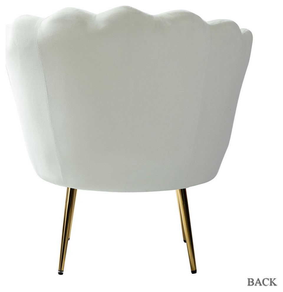 Upholstered Accent Barrel Chair With Tufted Back, Ivory