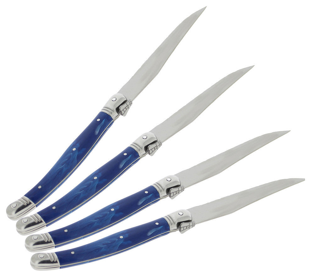 Laguiole Blue Marble Steak Knives, Set of 4