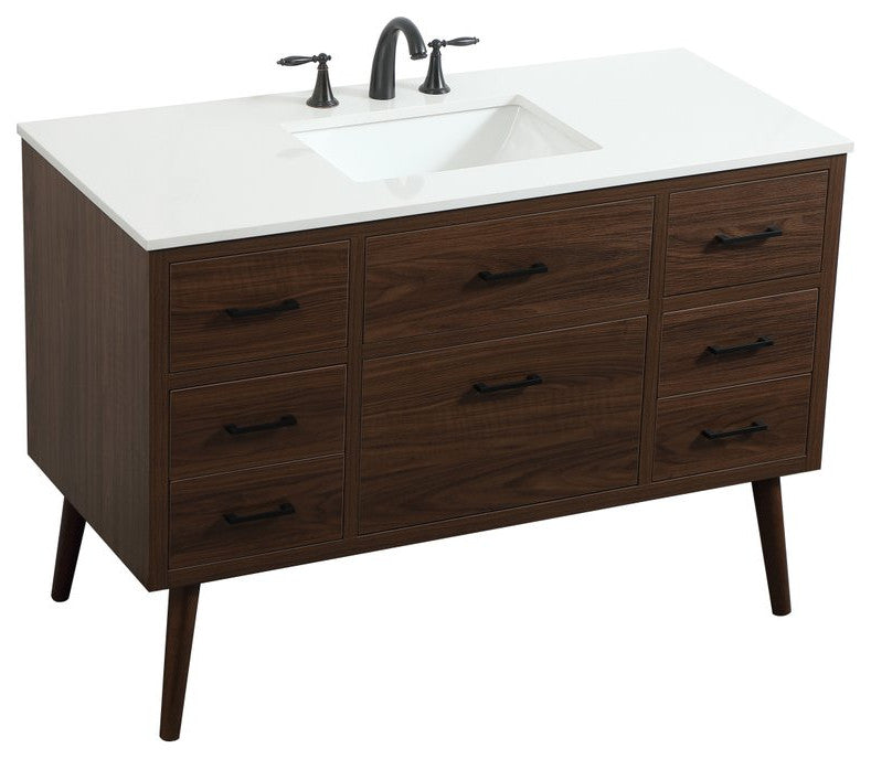 Home Living 22" Midcentury Modern Walnut-Light Bathroom Vanity