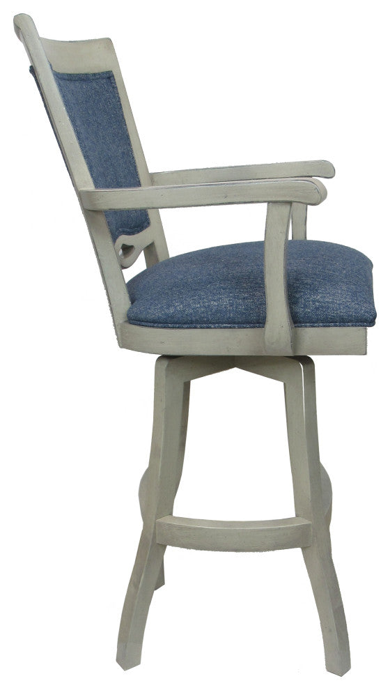 Swivel Wood Counter 26" 30" Extra Tall 34" Bar Stool 400, Kokomo Azure and Antique White, 30"