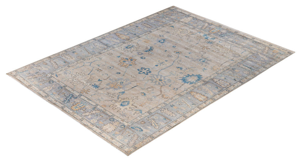 Oushak One-of-a-Kind Hand-Knotted Area Rug Ivory, 9'10" x 13'5"
