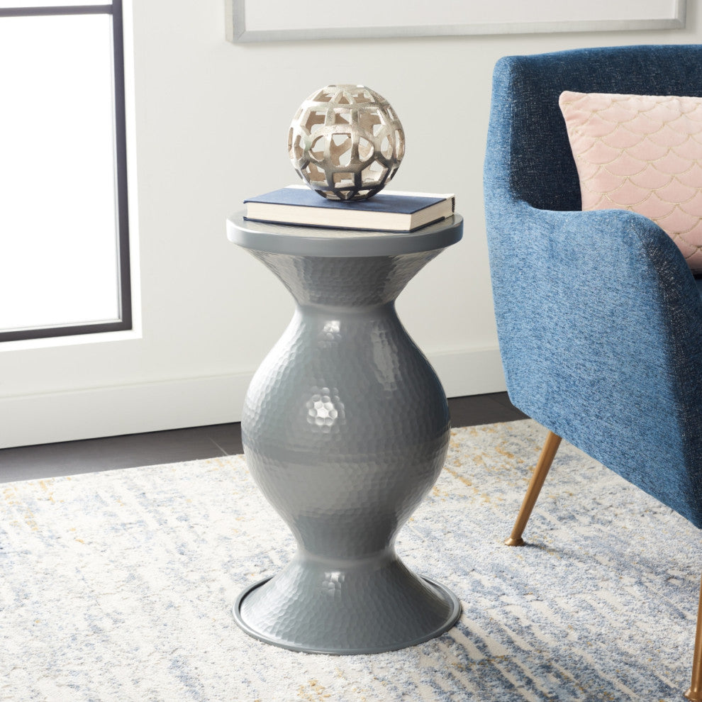 Safavieh Astrid Small Hammered Stool, Dark Grey