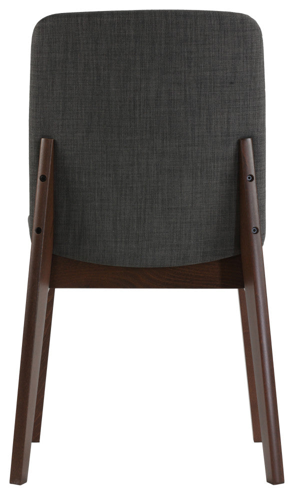 Cortesi Home Bjorn Dining Chair, Charcoal Fabric, Walnut Finish, Set of 2