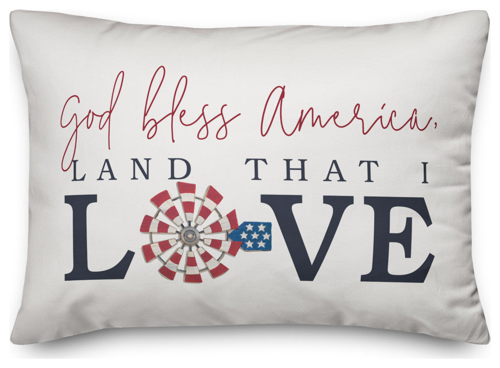 God Bless America Land That I Love 14x20 Throw Pillow