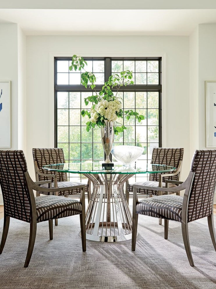 Riviera Stainless Dining Table With 60" Glass Top