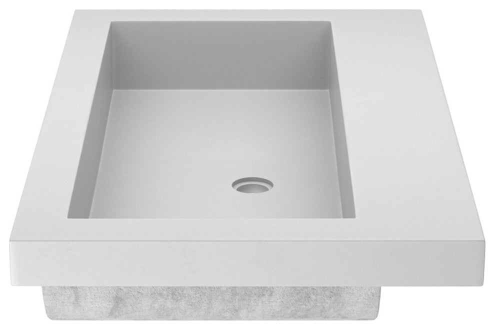 Trough 3019 Concrete Bathroom Sink, Pearl, No Faucet Hole