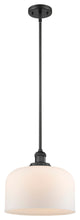 X-Large Bell 1-Light LED Pendant, Matte Black, Glass: Matte White Cased