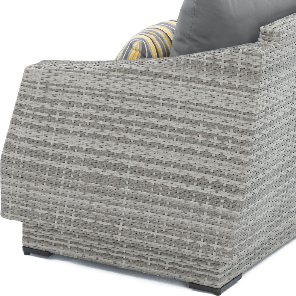 Cannes 6 Piece Sunbrella Outdoor Love and Club Seating Set, Charcoal Gray