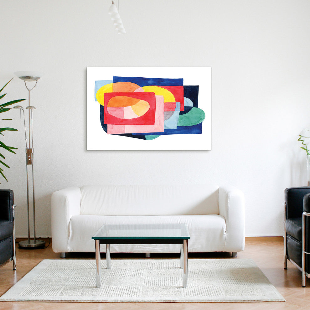 Colorful Abstract Wall Art Printed on Frameless Free Floating Tempered Glass
