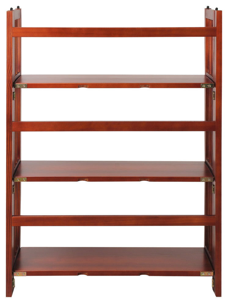 3 Shelf Folding Bookcase, Mahogany, Large, 3 Shelf