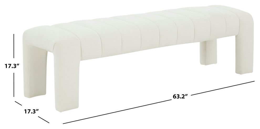 Safavieh Couture Bellisima Channel Tufted Bench, Ivory