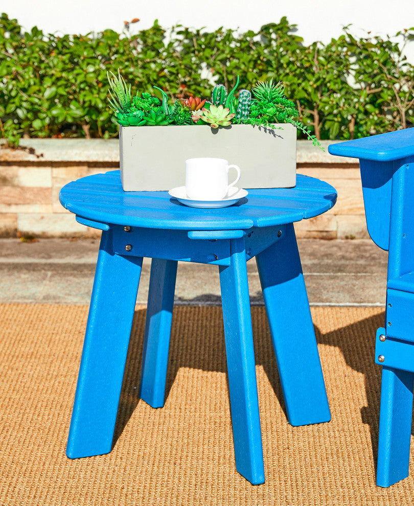 20"D Outdoor Patio HDPE Round Side Table, Bule
