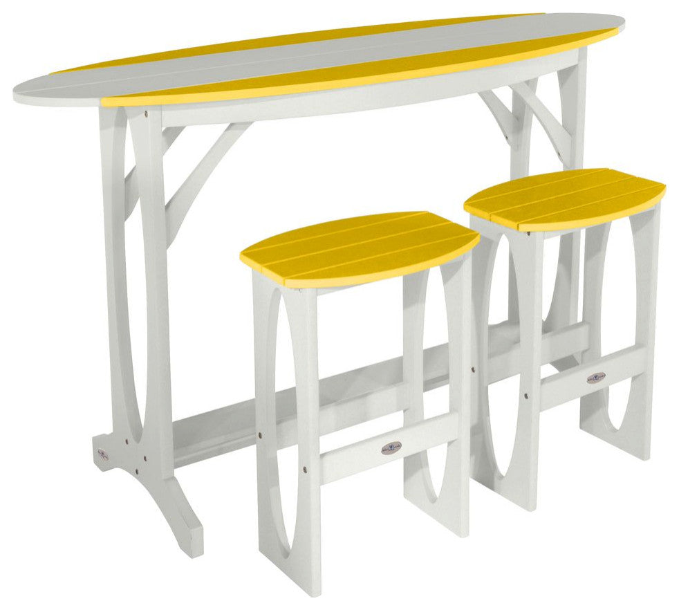 Shoreline 3-Piece Bar Height Balcony Set, White and Sunbeam Yellow