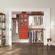 Solid Wood Walk-In Closet Organizer with 6-Drawers and 2-Doors, Red Mahogany