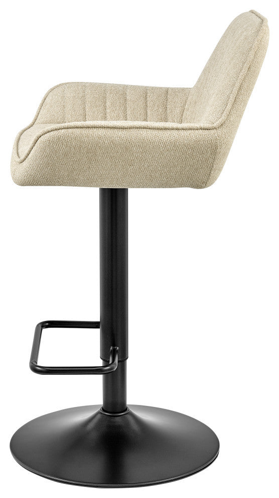 Luther Fabric Gaslift Swivel Bar Stool, Set of 2, Strata Cream