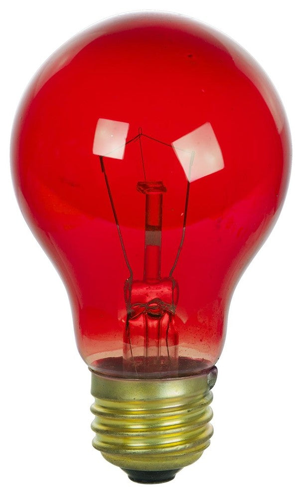 Sunlite 25 Watt A19 Colored, Medium Base, Transparent Red, 12 Pack