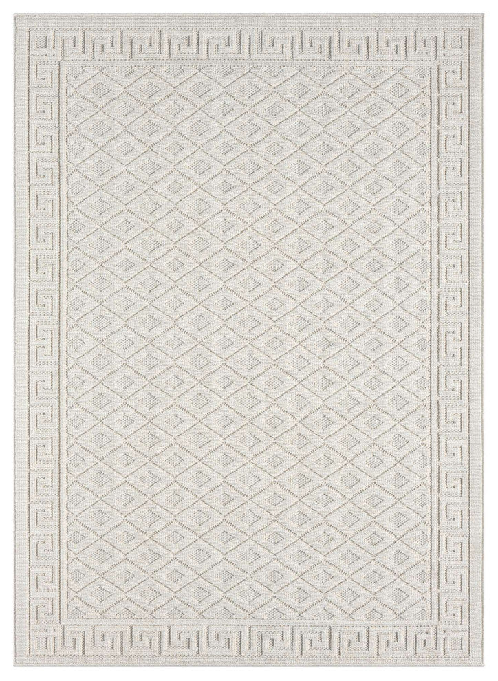 Nimes Diamond Lattice Area Rug, Ivory, 2'3''x3'3''