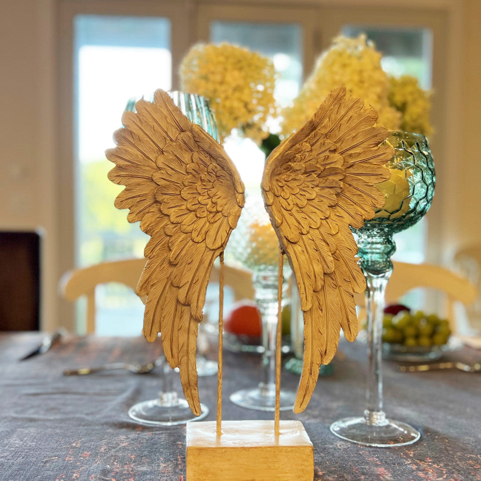 Angel Wings Decorative Free Standing Sculpture, 15 Inches