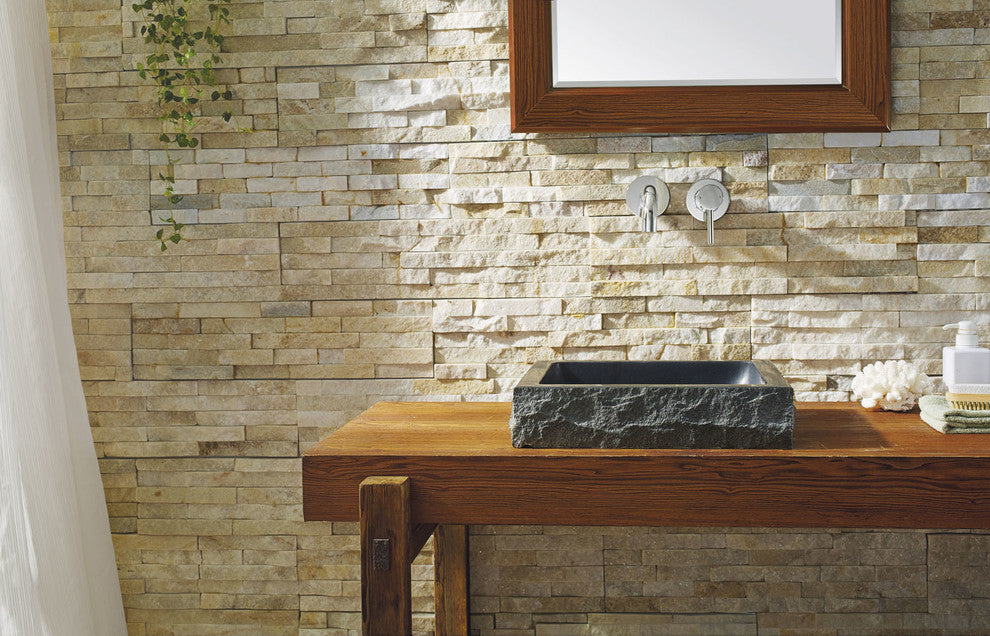 Virtu Neril Natural Stone Bathroom Vessel Sink, Shanxi Black Granite
