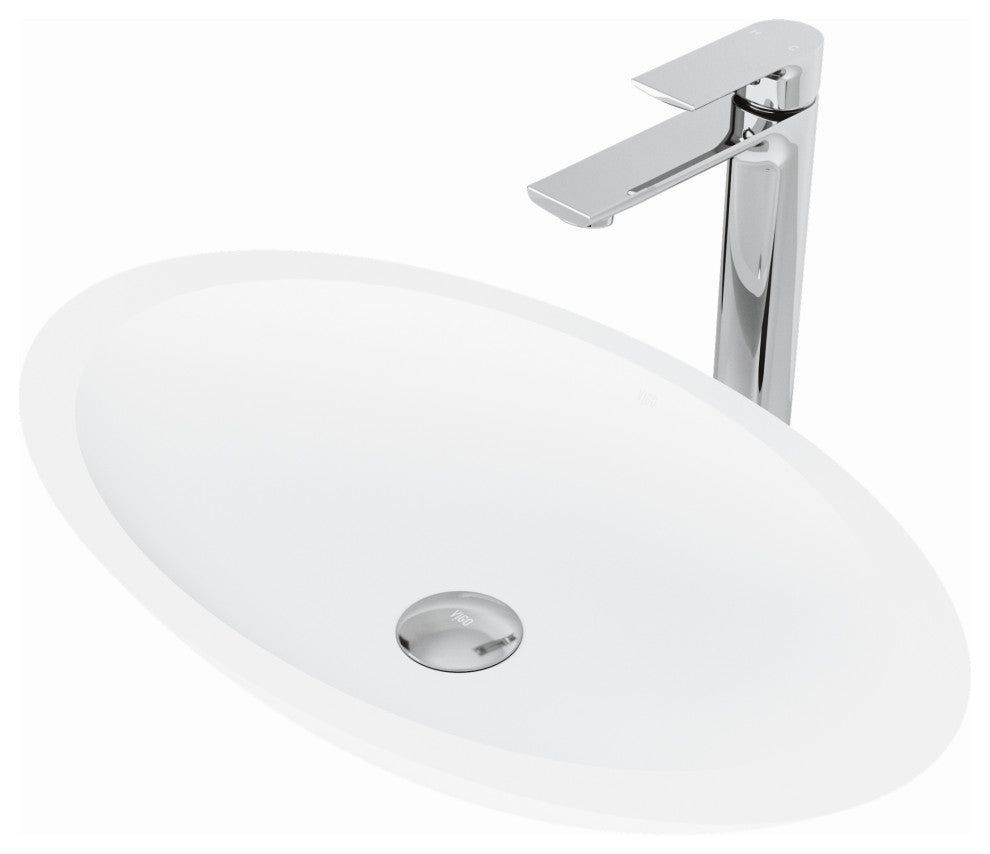 Wisteria 23"L x 14"W MatteStone Vessel Sink and Norfolk 11"H Faucet Set