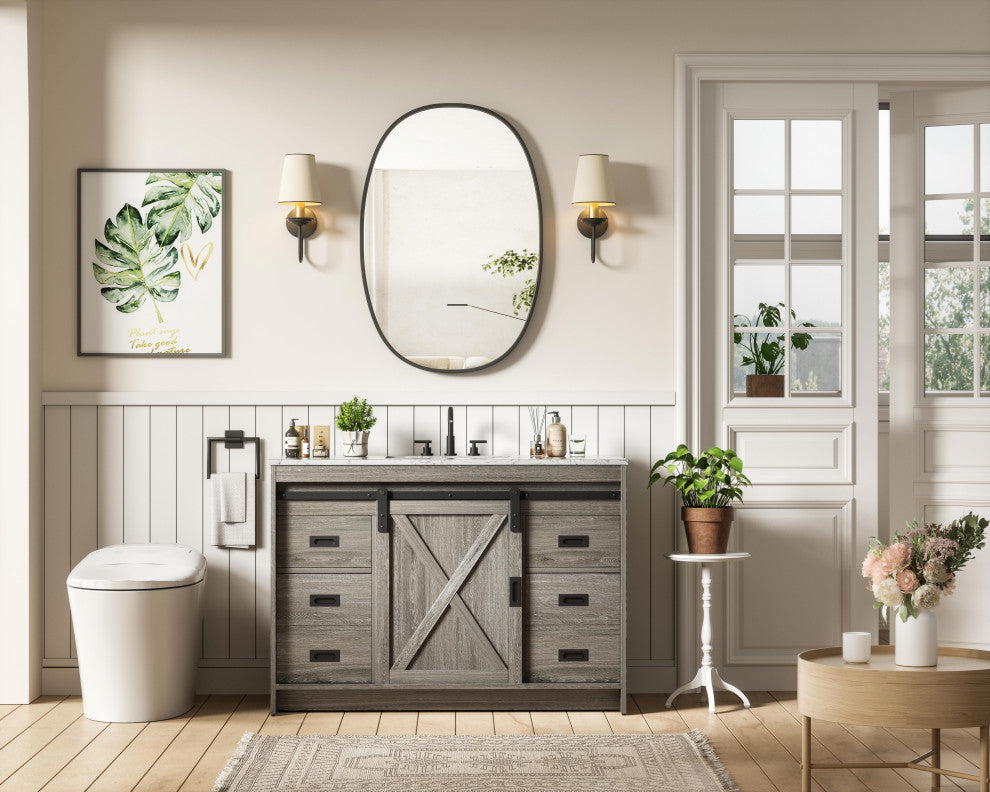 Home Living 48" Single Bathroom Vanity, Rustic Grey