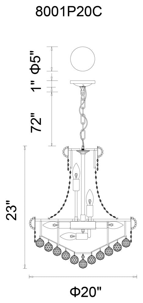 Empire 14 Light Down Chandelier With Chrome Finish