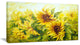 "Bright Yellow Sunny Sunflowers Floral" Painting Canvas Print, 32"x16"