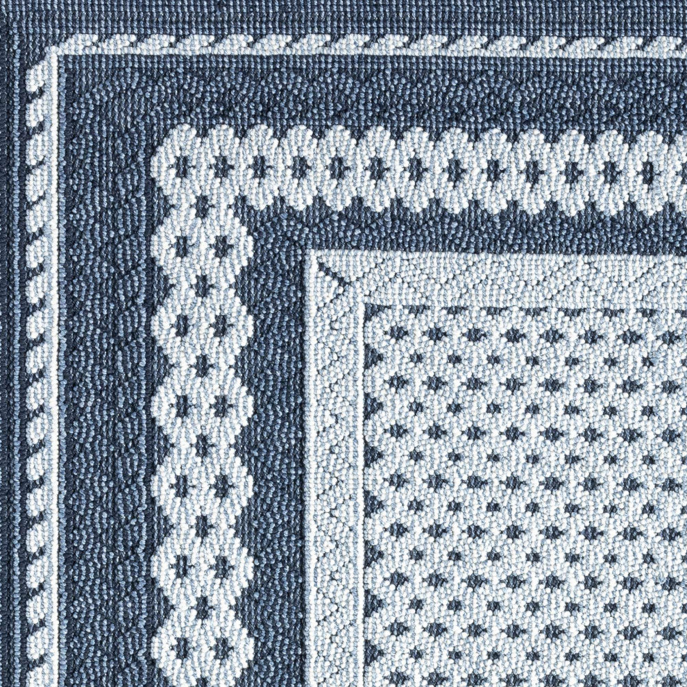 Nimes Textured Border Area Rug, Dark Blue, 5'3"x7'3"