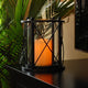 Round Criss Cross Metal Lantern with LED Candle, Black