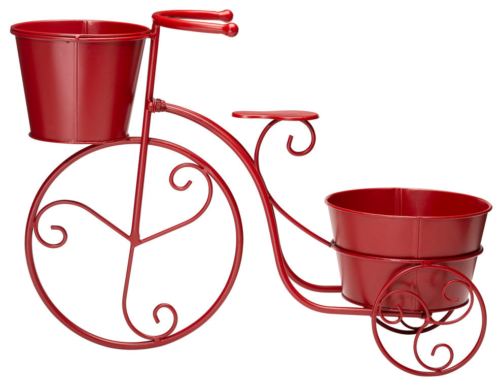 21.5"L Metal Bicycle Plant Stand, Red