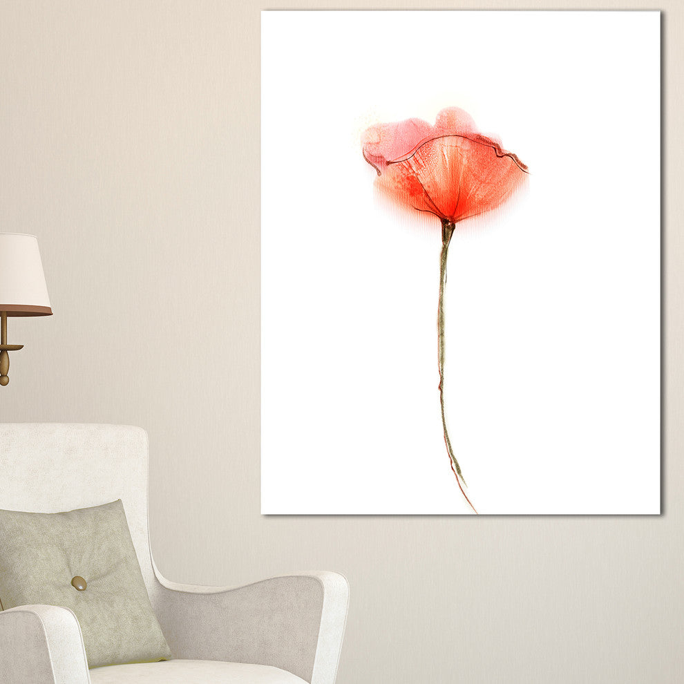 "Watercolor Large Red Poppy Flower" Flower Wall Art, 16"x32"