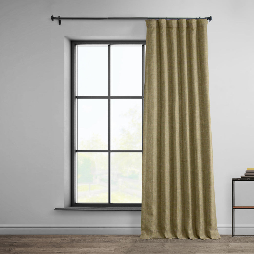 Faux Linen Darkening Curtain Single Panel, Nomad Tan, 50"x84"