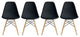 Nicer Furniture Side Chair with Natural Wood Legs Set of 4 (Black)