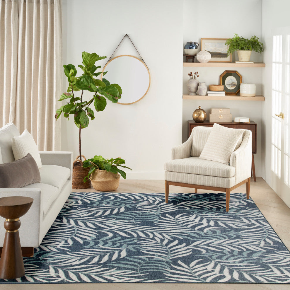 Nourison Garden Oasis 10' x 14' Navy Tropical Rug