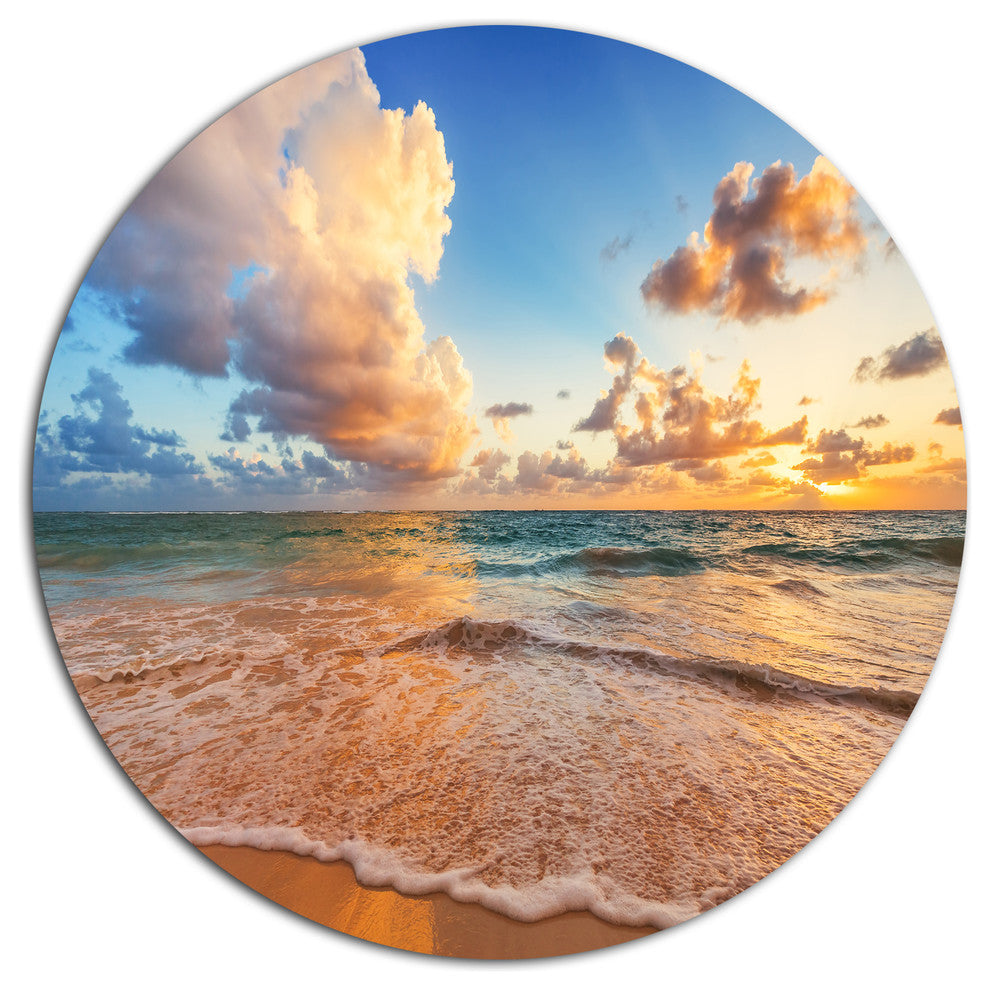 Beautiful Cloudscape Over Beach, Beach Round Wall Art, 11"