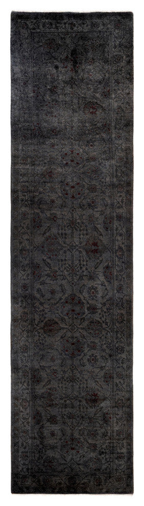 Overdyed One-of-a-Kind Hand-Knotted Area Rug Gray, 3' 0" x 11' 10"