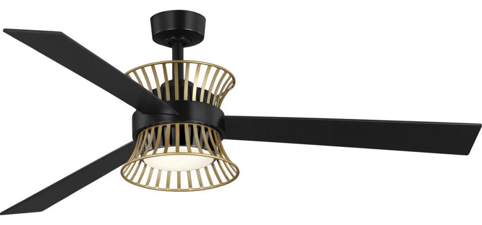 Bisbee Collection 55" 3-Blade Global Ceiling Fan, Matte Black