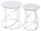 Nested White Marble Tables With Modern Spiral Base, 2-Piece Set