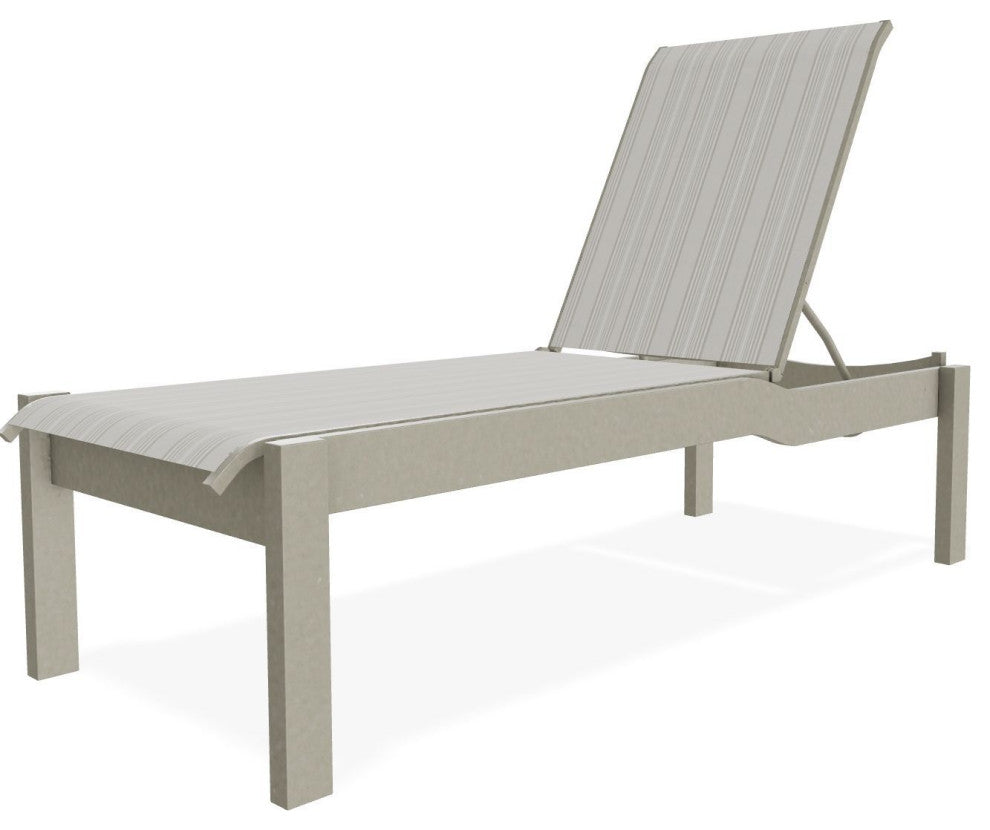 Leeward Sling Stackable Outdoor Chaise Lounge, Harbor/Storm