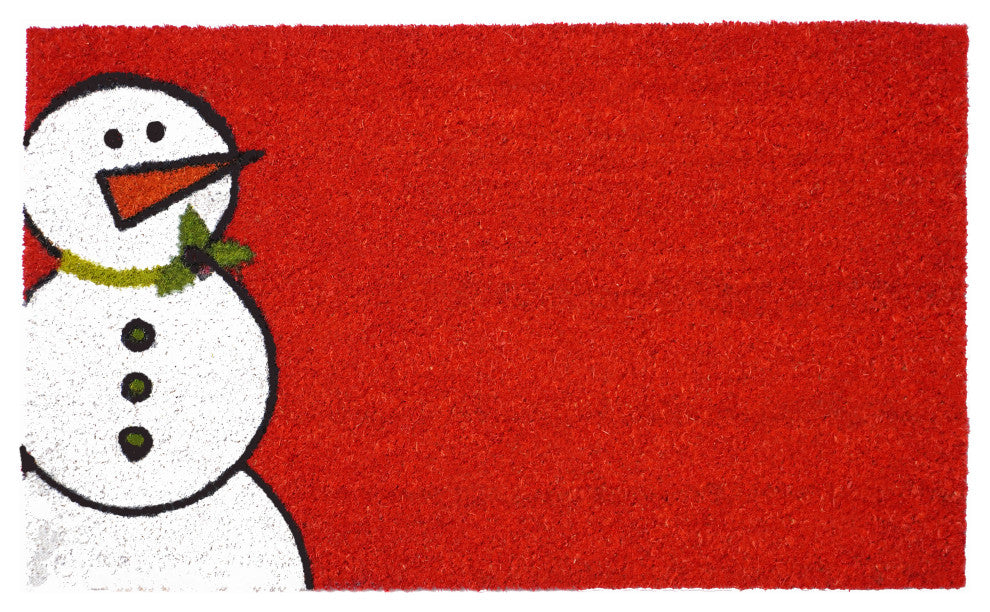 Calloway Mills Red Winter Snowman Doormat, 24" X 36"