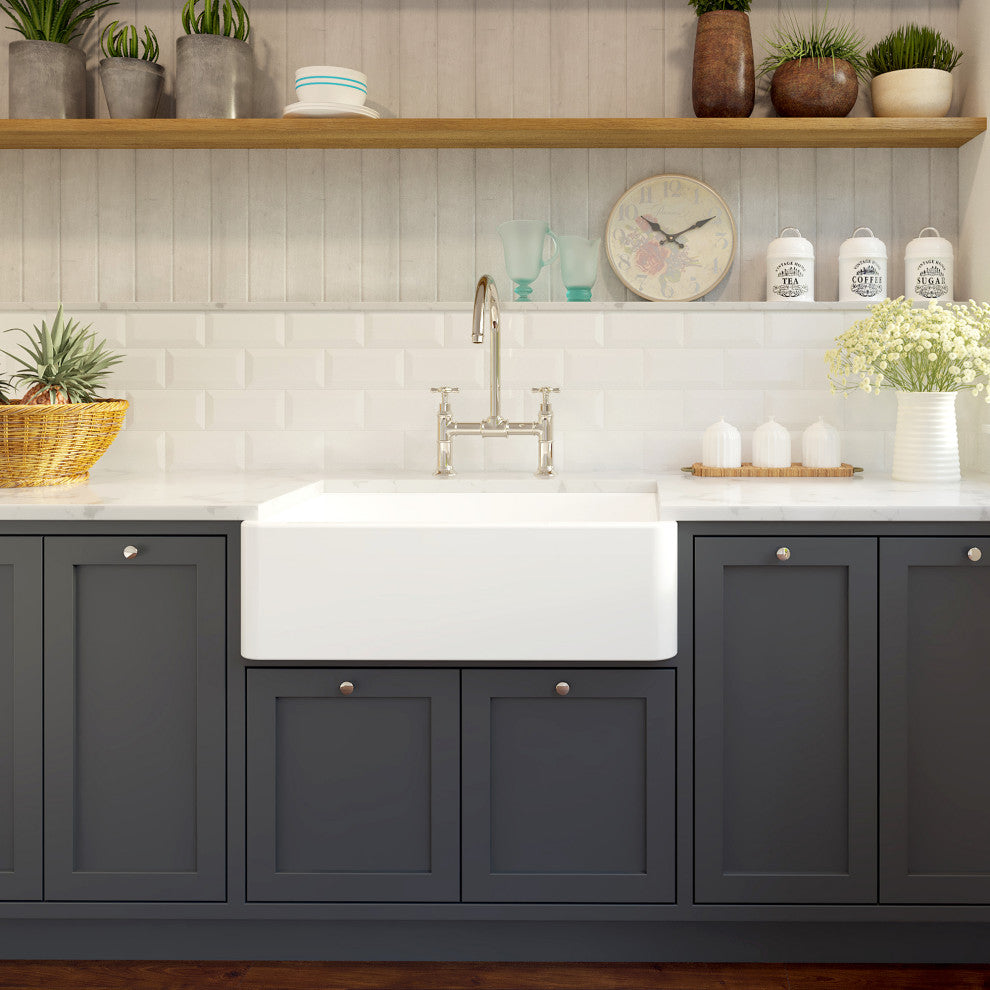 Reversible Italian Farmhouse Fireclay Sink 33"