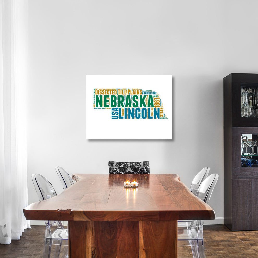 "Nebraska Word Cloud Map" Fine Art Print