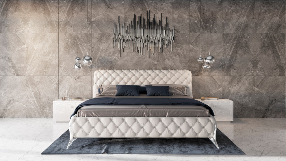 AandX Victoria White Crocodile Nightstand