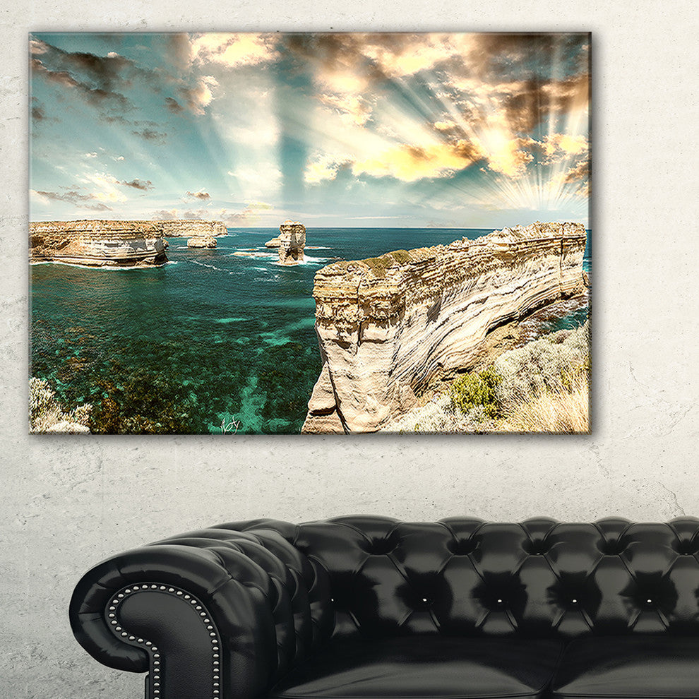 "Rocks At Great Ocean Road Victoria" Seascape Art Canvas, 40"x30"