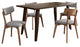 GDF Studio 5-Piece Mid-Century Dining Set, 4 Chairs, Dark Gray/Walnut/Brown