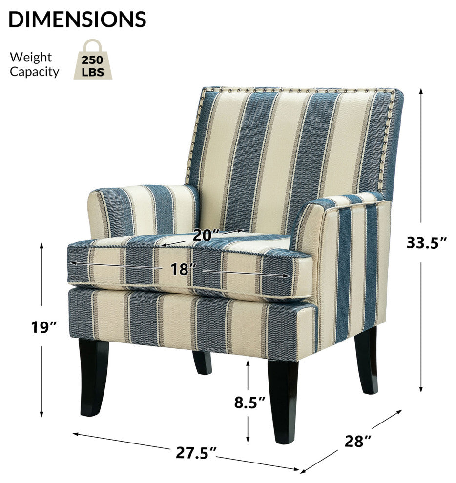 Herrera Classic Armchair With Pattern, Stripe
