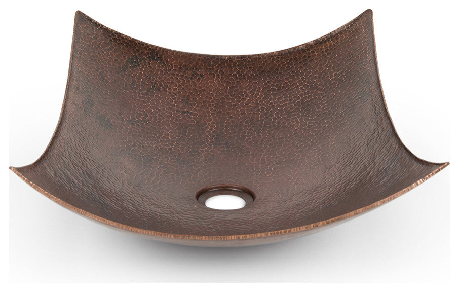 18" Rectangle Modern Slope Hammered Copper Bathroom Sink