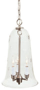Large Elongated Bell Jar Pendant With Star Glass, Pewter