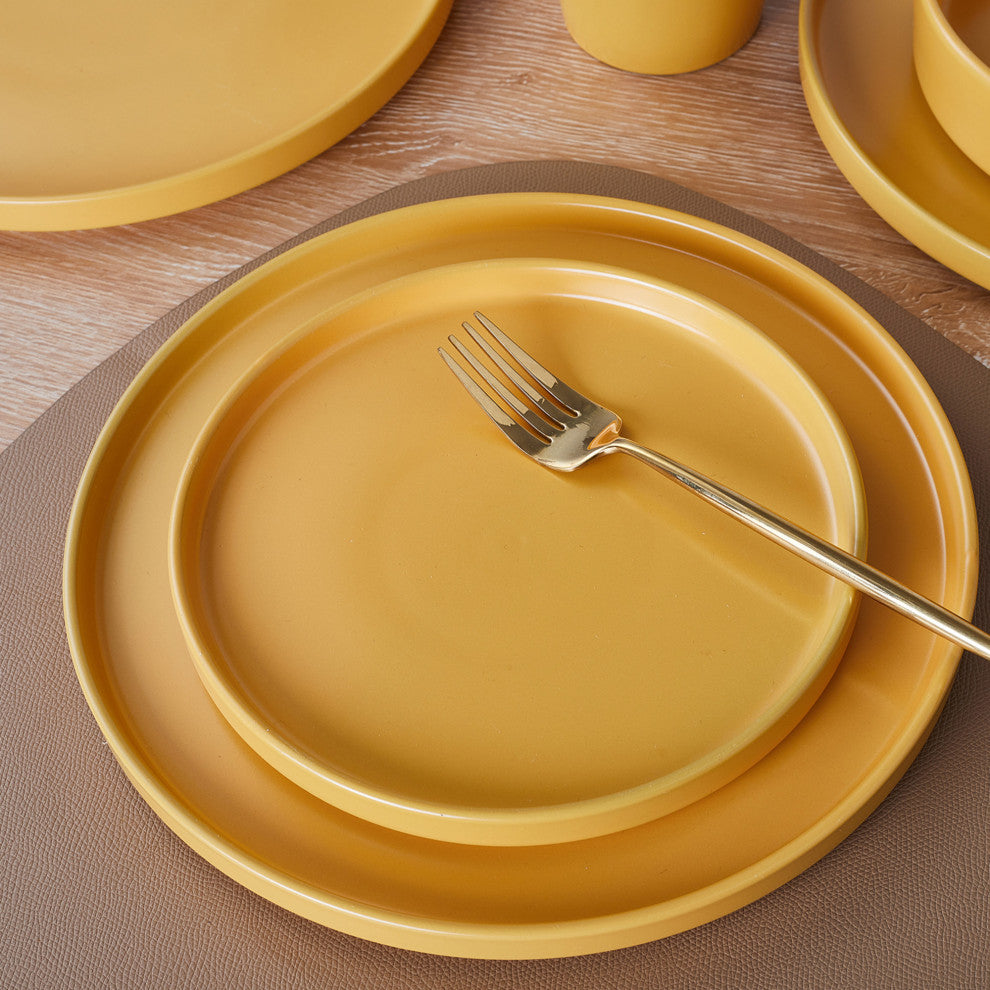 Stone Lain Cleo Stoneware 16 Piece Dinnerware Set, Yellow