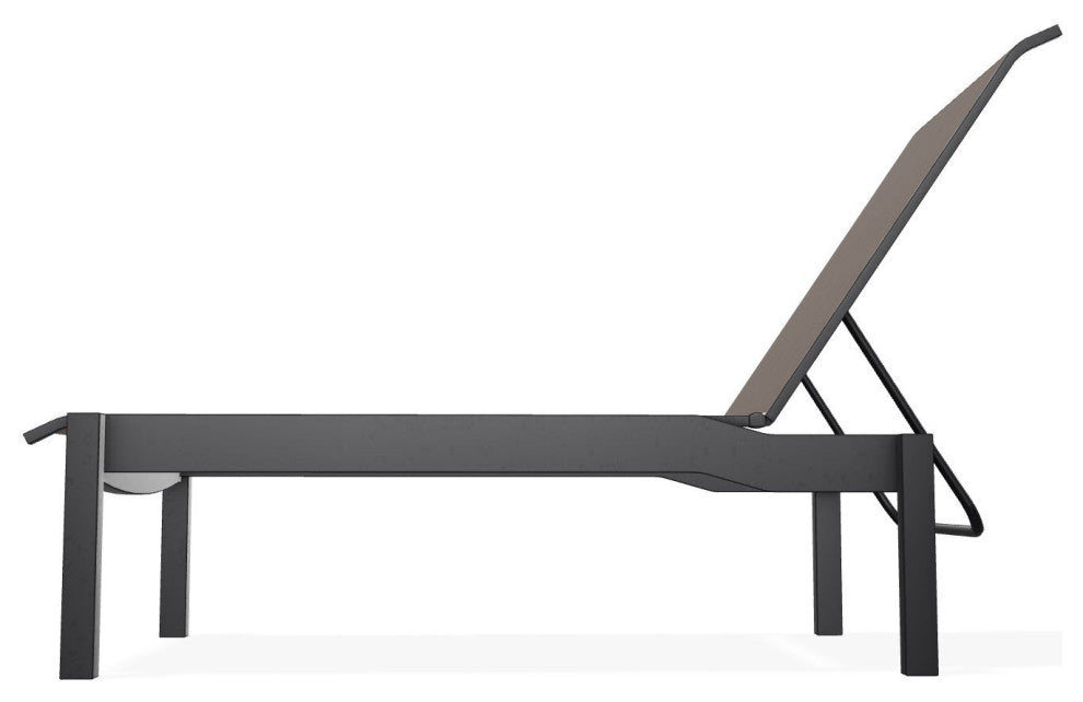 Leeward Sling Stackable Outdoor Chaise Lounge, Mocha/Black